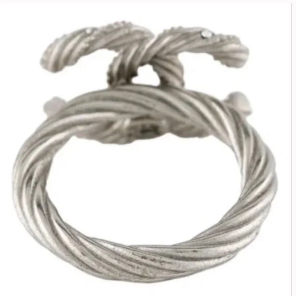 Authentic *Chanel* Braided Strass CC Ring Sz 6.5 EUC - Picture 3 of 5